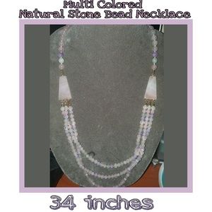 Layered Multi Color Natural Stone Bead  Necklace